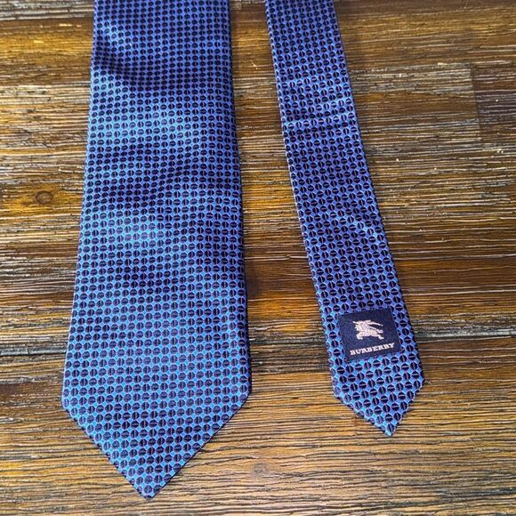 Burberryry Silk Pattern Tie Blue/Black with Red - Picture 1 of 6